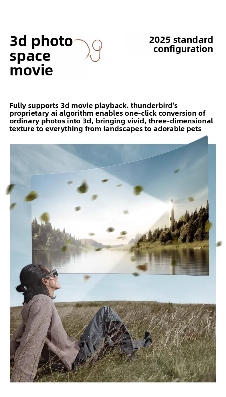 Okulary AR Rayneo Air 4 Pro Smart 3G sterowane głosem, wodoodporność IPX-5, nagrywanie wideo 4K, montowane na głowie, zgodność z protokołem DP
