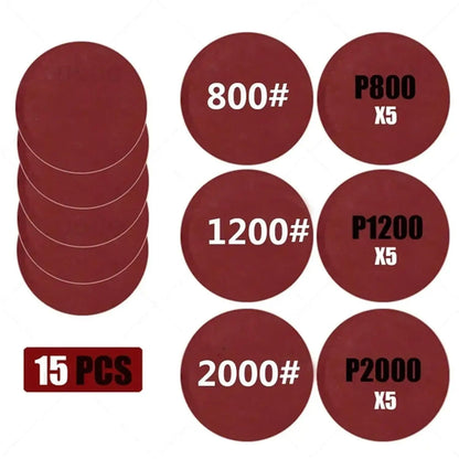 3-calowy papier ścierny 75 mm na mokro i sucho krążki ścierne na rzep 60-5000 gradacji 15-45 szt. do polerowania samochodów, naprawy i renowacji reflektorów