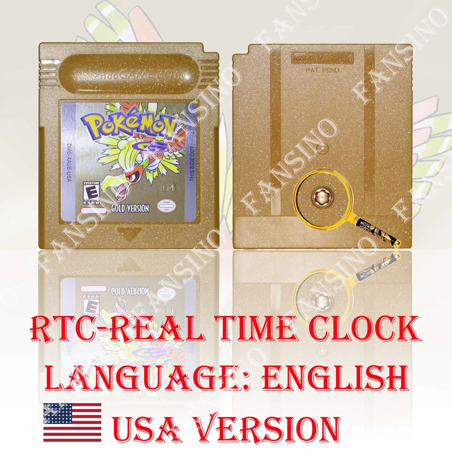 GB/GBC Real Time Clock Pokemon Crystal/Gold/Silver Version Video Game Cartridge with Battery USA/NOE/FRA/ESP/ITA Version