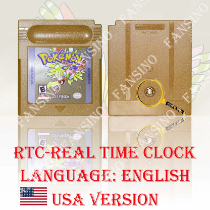 GB/GBC Real Time Clock Pokemon Crystal/Gold/Silver Version Video Game Cartridge with Battery USA/NOE/FRA/ESP/ITA Version