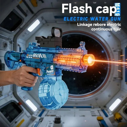 2026 new firelight M416 electric water gun children's toy water spray continuous strong range long-range water fight toy