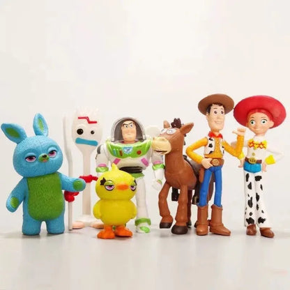 7Pcs/Set Toy Story 4 Action Figures Toy Woody Jessie Buzz Lightyear Forky Pig Bear Figura Model Doll Figurine Boy Birthday Gift