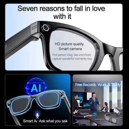 New Leisure Camera Smart Glasses 800W 32GB Memory AI Translation Voice Assistant Video Recording Men Anti Blue Light Sunglasses