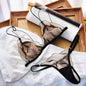 Ultra Thin French Front Buckle Bra Set Summer Breathable Lace Backless Lingerie Soft Comfort Pure Desire Ladies Underwear