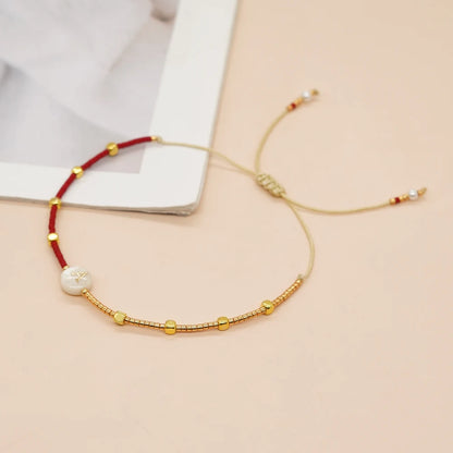 Go2boho New In Dainty Tiny Friendship Bracelets For Women Shell Letter Jewerly A-Z Charm Summer Fashion Design The Best Gift To