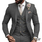 High Quality Green Business Men Suits Slim Fit Male Clothing Elegant Wedding 3 Piece Two Buttons Jacket Vest Pants Party Sets