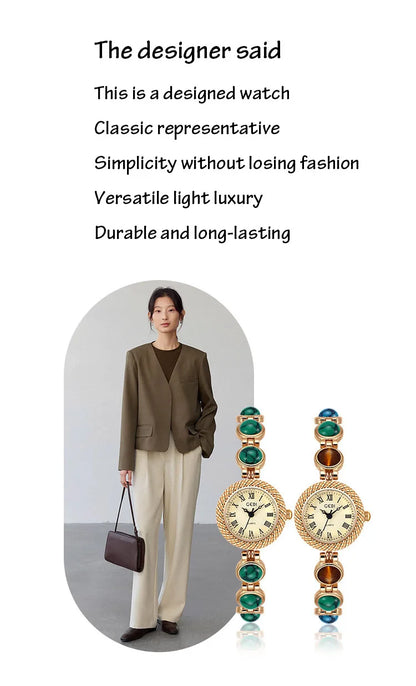 Women Bracelet Watch Ancient Luxury Premium Cat Eye Stone Colorful chain Watches Waterproof Ladies Fashion Quartz Wristwatch