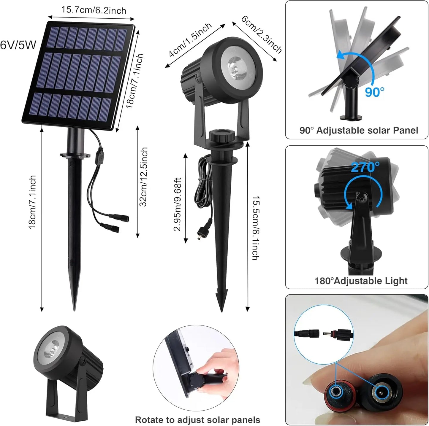 1/2/4/6 LEDS Solar Spotlight Outdoor Garden Wall Lamp for Tree Street Decor IP65 Waterproof LED Landscape Countyard Solar Light