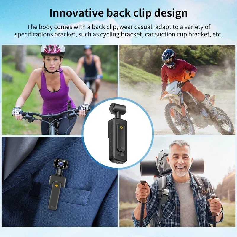 Lenovo 8K HD Handheld Pocket Camera 180 ° Rotating Mini Portable Camera Wearable Night Vision Outdoor Sports Camera 2026 New