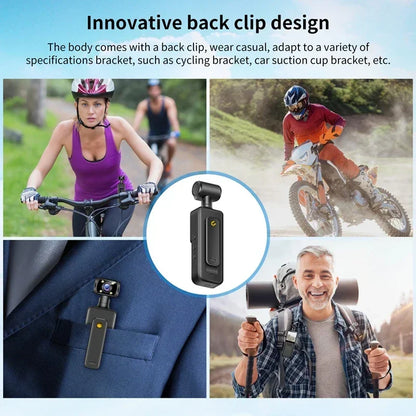 Lenovo 8K HD Handheld Pocket Camera 180 ° Rotating Mini Portable Camera Wearable Night Vision Outdoor Sports Camera 2026 New