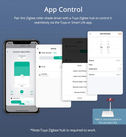 Zemismart Zigbee Smart Roller Shade Driver Built in Battery with Knob Control Speed Work with Tuya App Alexa Google Home Voice