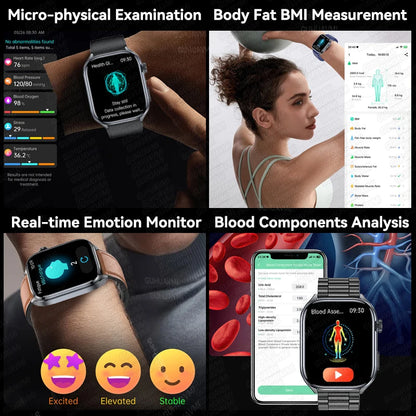 2026 New Accurate ECG Smart Watch Heart Health Analysis Blood analysis Blood Lipid Blood Pressure BT call Smart Watches For Men