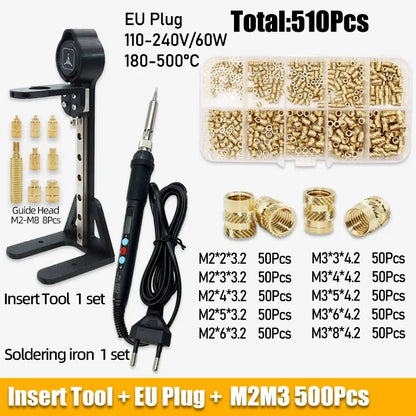 Heat Set Inserts Tool M2 M3 M4 M5 Brass Threaded Insert Nut Digital Soldering Iron for 3D Printing Plastic PCB Welding Press Nut