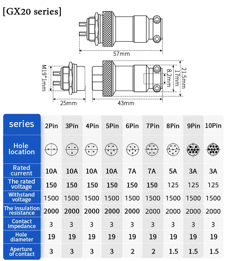 5pcs GX16 2/3/4/5/6/7/8/9/10Pin 16MM Male Female Circular Aviation Connector Plug Socket Screw Panel Mount Connector