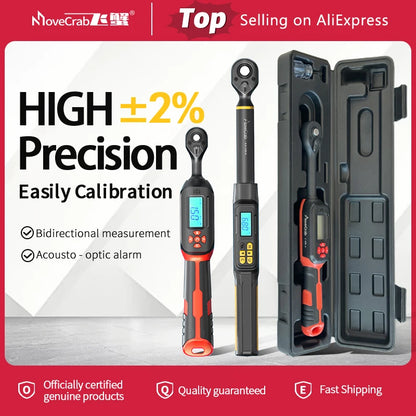 MOVECRAB Series Digital Torque Wrench 1.5-340N.m 2% Accuracy Preset Values with Buzzer, LED Flash & HandleVibration Notification