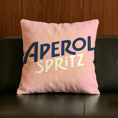 Brand A-Aperol L-Logo S-Spritz Cushion Cover Natural Linen Pillowcase Set, All-in-One Decor for Sofa, Bedroom & Chair