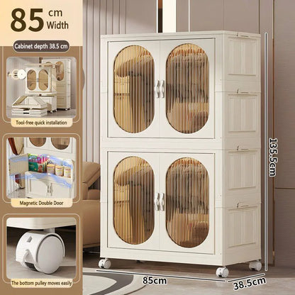 Foldable Baby Closet Plastic Infant Wardrobe Children's Clothing Storage Cabinet for Home Bedroom No Installation Needed