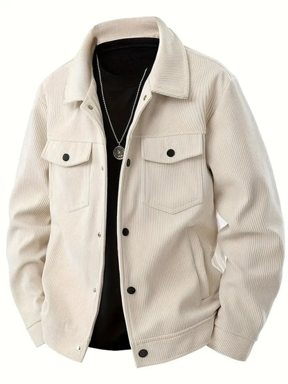 The 2025 New Autumn Corduroy Jacket for Men with a Lapel, Trendy Japanese Style Loose Coat