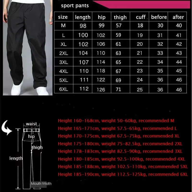 Thin Section Sweatpants Pants Male Spring Summer Casual Trousers Polyester Fiber Loose Plus Size Quick Drying Pants Sportwear