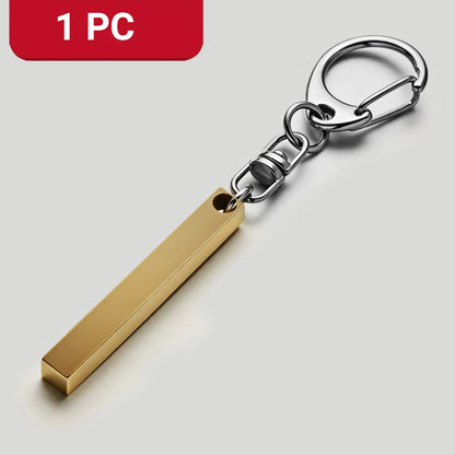 1-10PCS Stainless Steel Personalized Keychain Custom Engraved 4 Sides DIY Name Text Key Ring Gift for Men Women Keyrings DP039