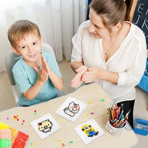1/4/9pcs 5mm Large Square Fuse Beads Pegboards Plastic Beads Boards with Ironing Paper, Beads Tweezers for Kids Craft Beads
