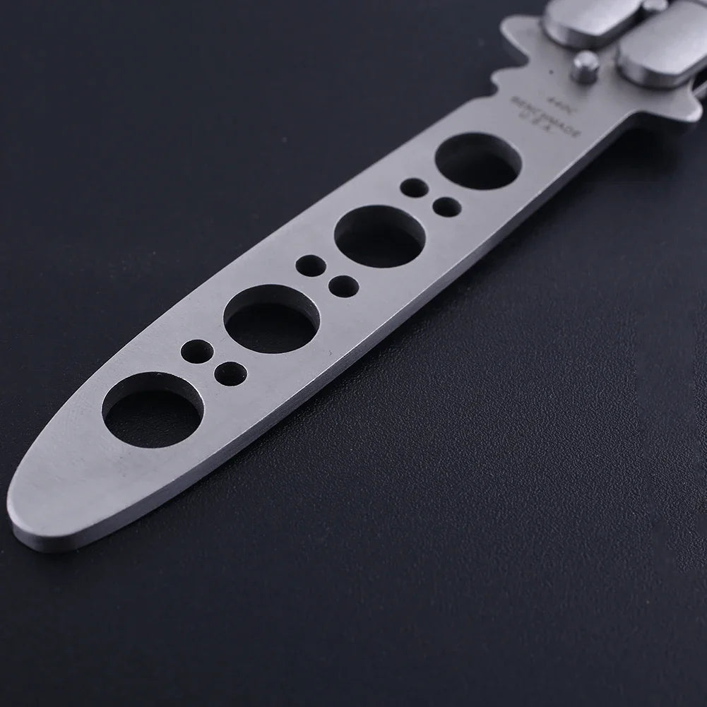 Outdoor Training Butterfly Knife Trainer  Stainless Steel Knife Folding Knife No Edge Dull Tool Combs Shape 56 HRC