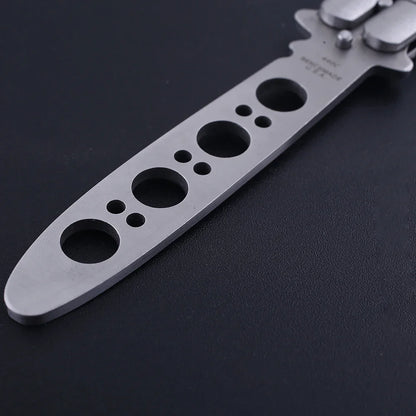 Outdoor Training Butterfly Knife Trainer  Stainless Steel Knife Folding Knife No Edge Dull Tool Combs Shape 56 HRC