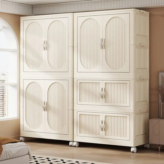 Foldable Baby Closet Plastic Infant Wardrobe Children's Clothing Storage Cabinet for Home Bedroom No Installation Needed