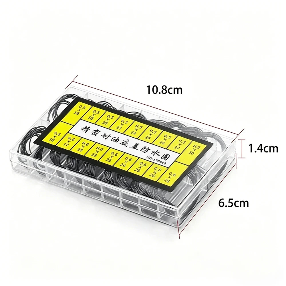 200Pcs Waterproof Watchmaker O-Ring Gaskets Thickness Seals Repair Tools Rubber Watch Back Case Crown with Grease Seal Lubricant