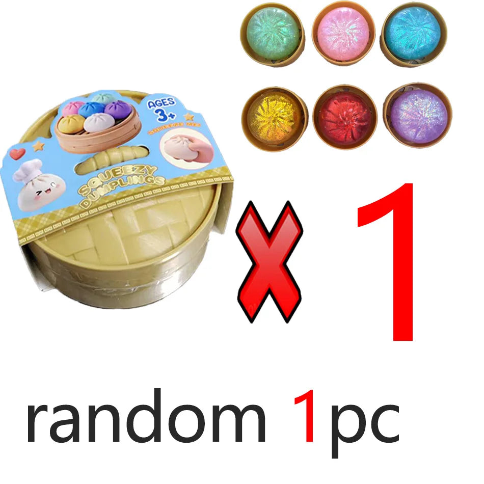 Glitter dumpling squishies Glitter Dumpling Squishy with Box Dumplings Sensory Dumpling Pressure Toy for Stress Relief
