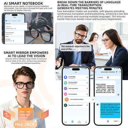 2026 New Smart Glasses Video Recording AI Dialogue Translation 800W HD Camera EIS Anti-Shake Shooting Smart Glasses Men Women