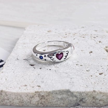 PANJBJ 925 Sterling Silver Lotus Ring For Women Retro TextureJewelry Irregular Creativity Adjustable Jewelry Party Gift Dropship
