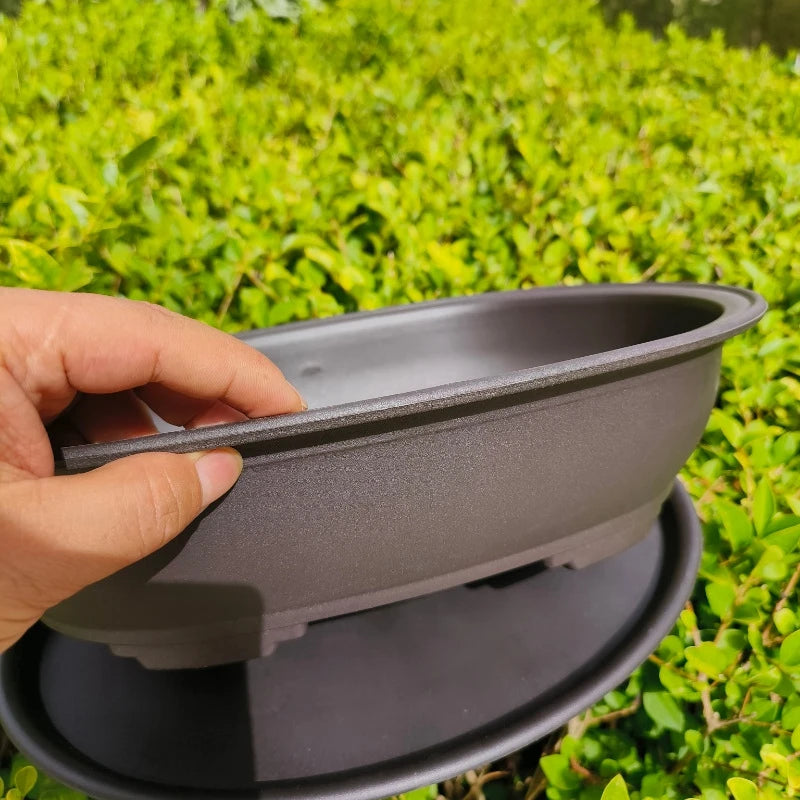 Rectangular Square Flowerpots Imitation Purple Clay Succulent Plants Pots Oval Pots Outdoor Garden Landscape Bonsai Pot Trays