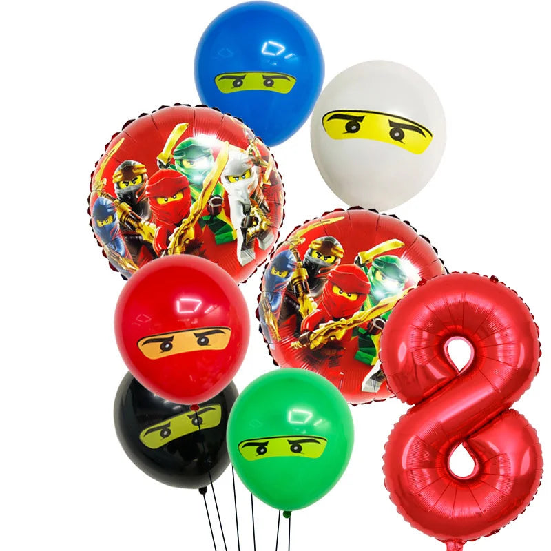 Ninja Birthday Party Decoration Tableware Set Tablecloth Plate Balloon  Cups Napkins Backdrop Banner Cake Toppers Party Supplies
