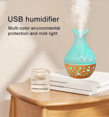 Wood Grain Humidifier 300ml USB Aroma Diffuser Atomizer USB Household Humidifier Hydrating Instrument Desktop Humidifier