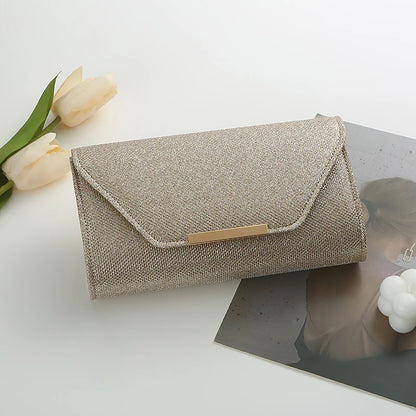 Decorative sequin pleated dinner bag Pop metal chain shoulder bag Wedding party storage bag Premium banquet evening dress bag