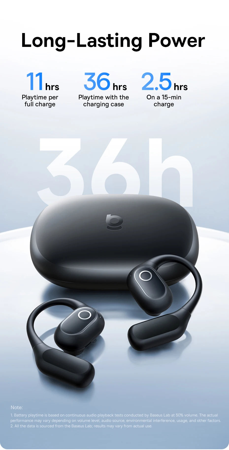 Baseus Eli 2i Fit Słuchawki otwarte True Wireless Bluetooth 6.0 z zaczepami na uszy Wodoodporne słuchawki sportowe IPX5 Wzmocnienie basów