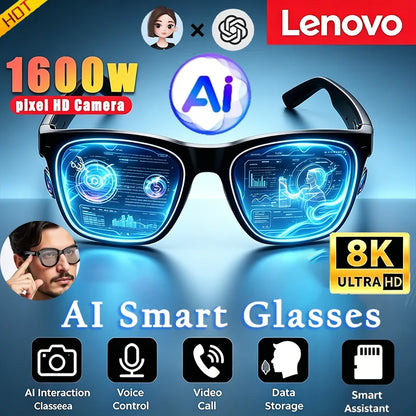 Lenovo Smart AI Glasses 8K 1600W Camera Record Bluetooth Calling Music Player Sunglasses Color Change AI Translation Glasses Men