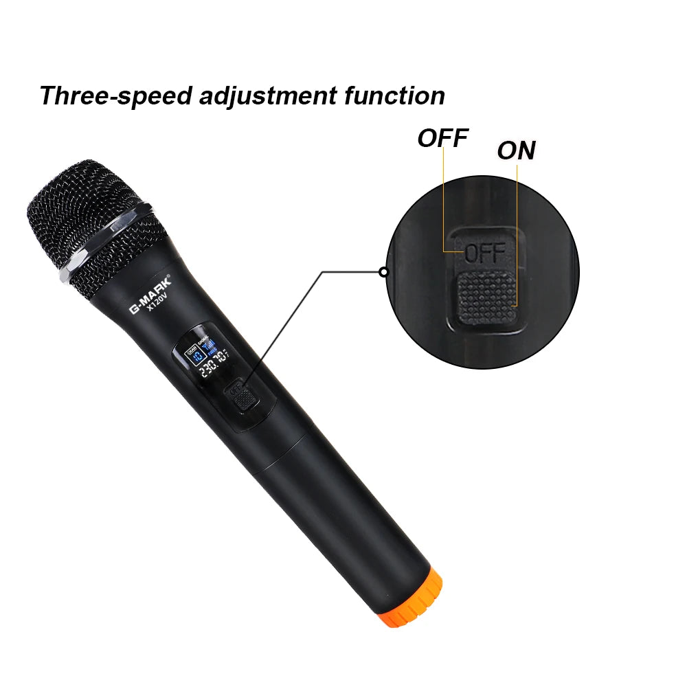 Wireless Microphone G-MARK X120V 2 Channels Handheld Karaoke Mic For Party Meeting Show Home School