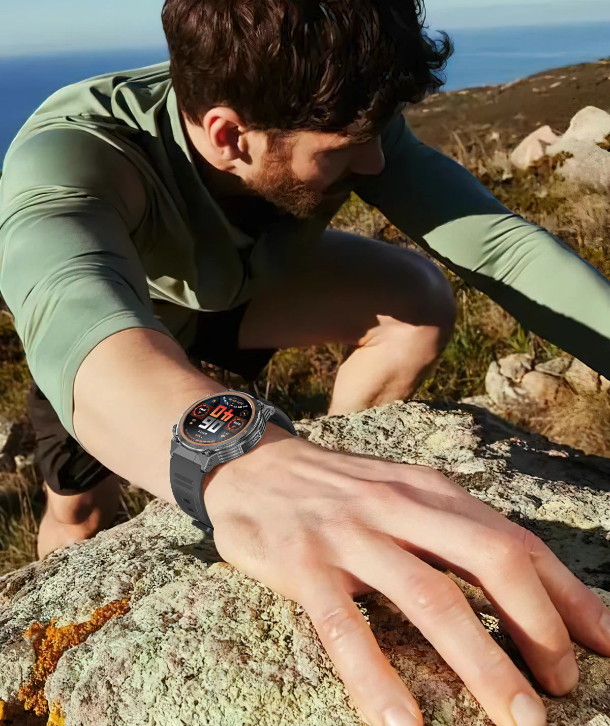 LIGE 2026 Nowy Zewnętrzny Wojskowy Zegarek Smartwatch z Baterią 400 mAh, Wodoodporność 5ATM, Latarka, Monitor Tętna, Tracker Sportowy dla Mężczyzn