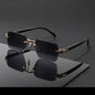 Metal Rimless Sunglasses Metal Hinges Men's Women's Beveled Edge Outdoor UV Protection Eyewear Brand Designer Stylish Glasses