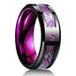 Fashion 8mm Stainless Steel Celtic Dragon Rings For Men Inlay Purple Carbon Fiber Rings Wedding Band Jewelry Birthday Gifts