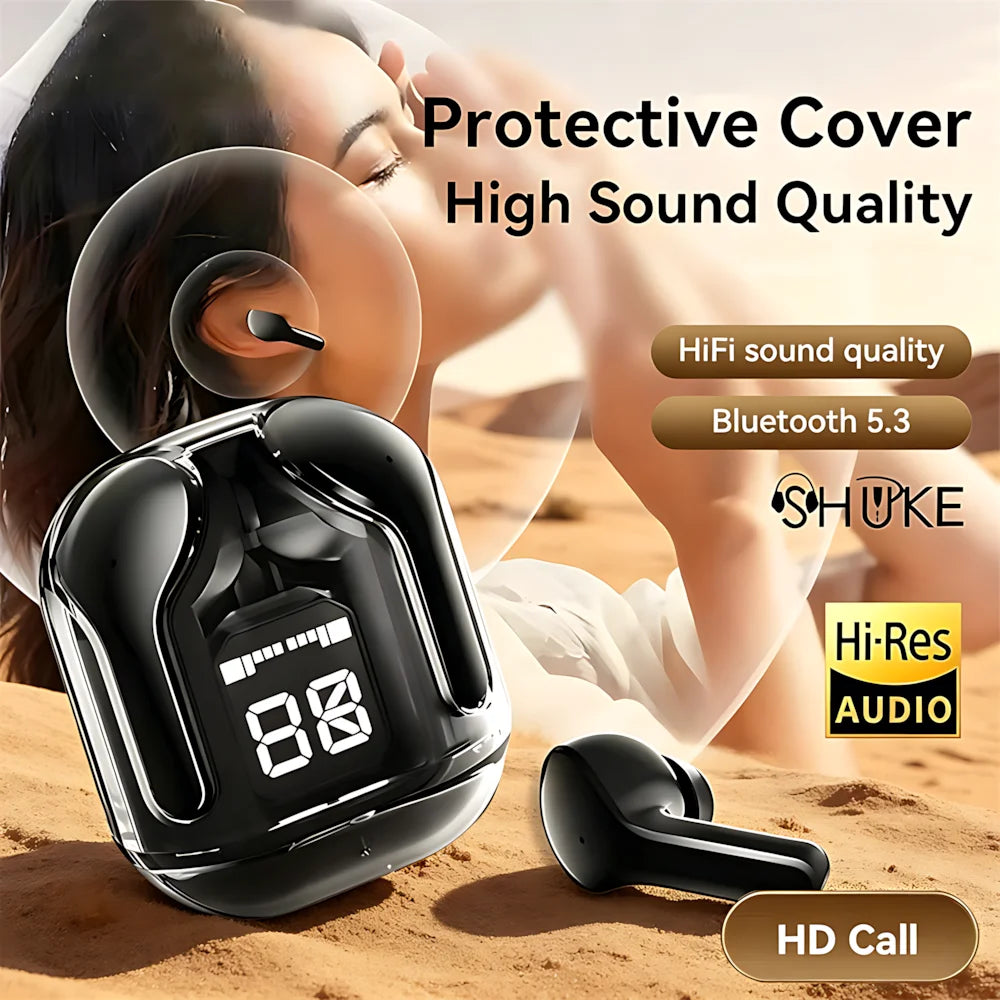 HiFi Stereo Wireless Bluetooth In-ear Headphone Heavy Bass Digital Display Low-delay Sports Earplugs Game Music HD Call Earphone