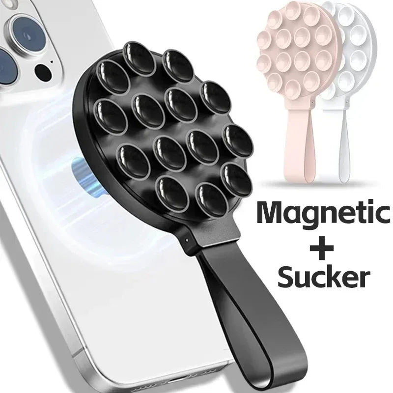 Universal Phone Magnetic Holder for iPhone 17-12 Suction Cup Mount with Metal Plate Portable the Wall Magnet Stand for Magsafe