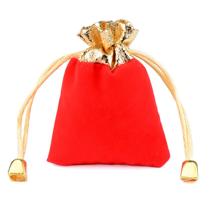25/50pcs/Lot Golden Color Edge Velvet Jewelry Gift Bag 5x7 7x9 9x12cm Drawstring Wedding Display Sweets Packing Bag Wholesale