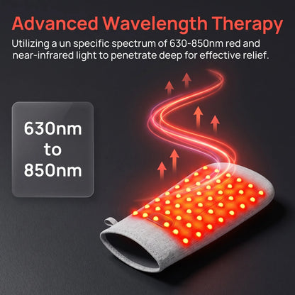 LED Red Light Glove 660nm & 850nm Red Light Vibration Massage for Wrist Fingers Hand Beauty Anti-fatigue