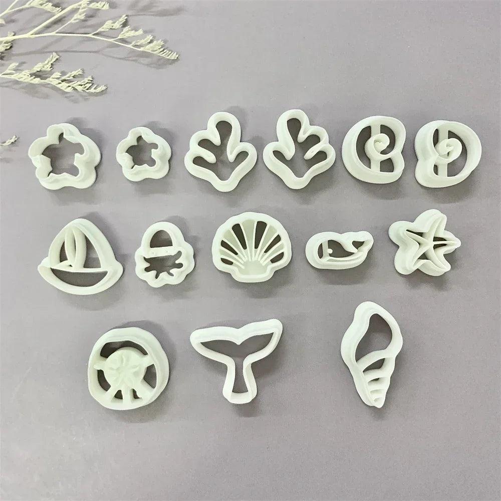 Octopus/Whale/Turtle/Coral/Starfish/Fish Tail/Conch/Shell Shaped Ocean Animal Clay Cutters Summer Beach Cutting Mold for Earring