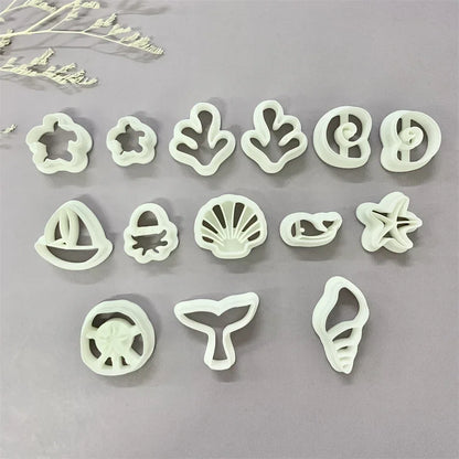 Octopus/Whale/Turtle/Coral/Starfish/Fish Tail/Conch/Shell Shaped Ocean Animal Clay Cutters Summer Beach Cutting Mold for Earring