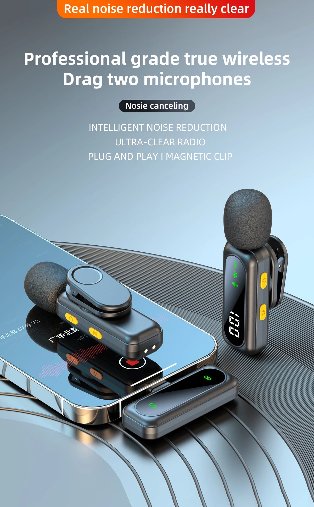 High quality Clip-On Lavalier Microphone J21 Wireless Mini Lapel Mic with100mah Battery for Video Recording Vlog/Podcast Creator