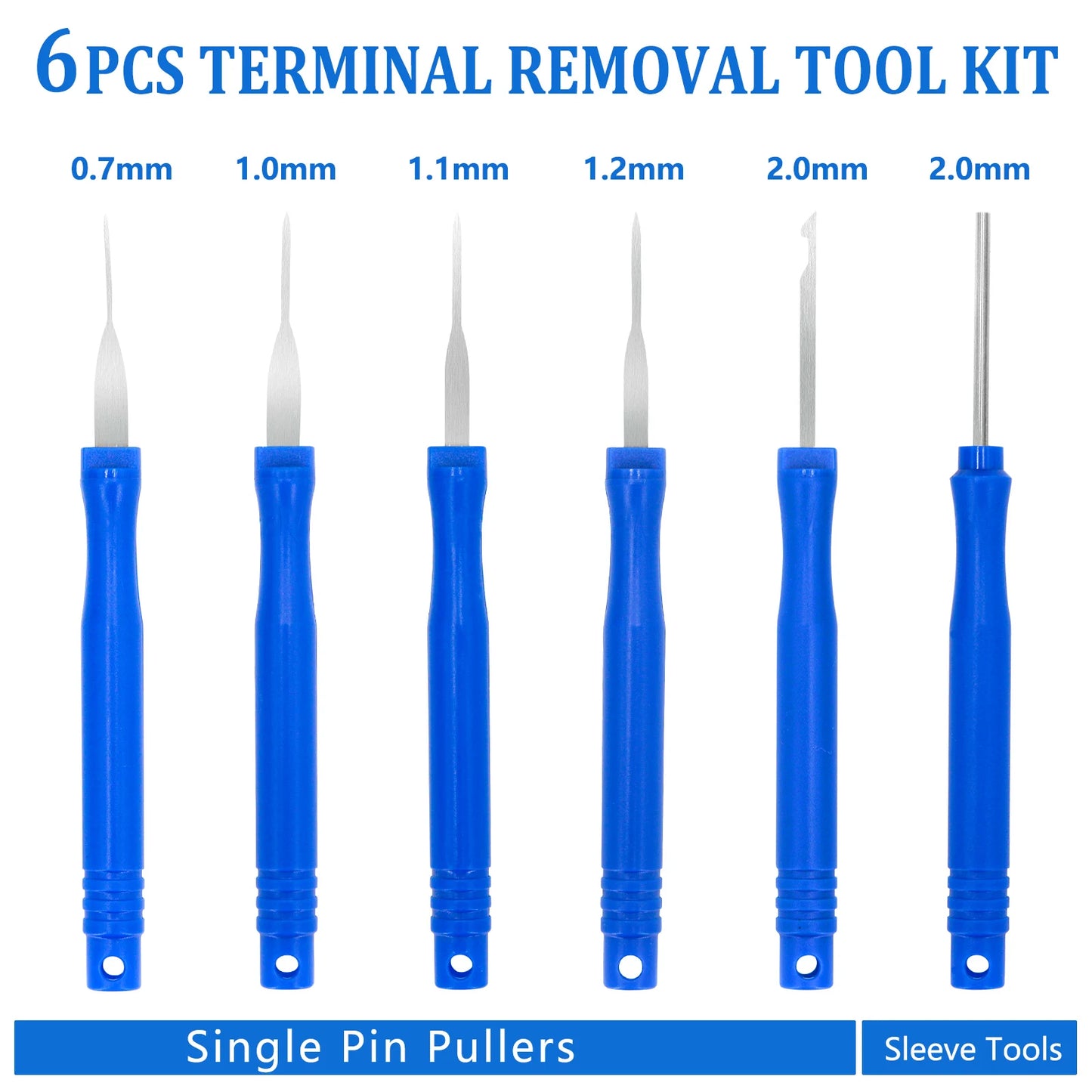 6Pcs Upgraded Blue Electrical Pin Removal Tool Kit Electrical Wire Connector Pin Release Tool Automotive Terminal Release Kit